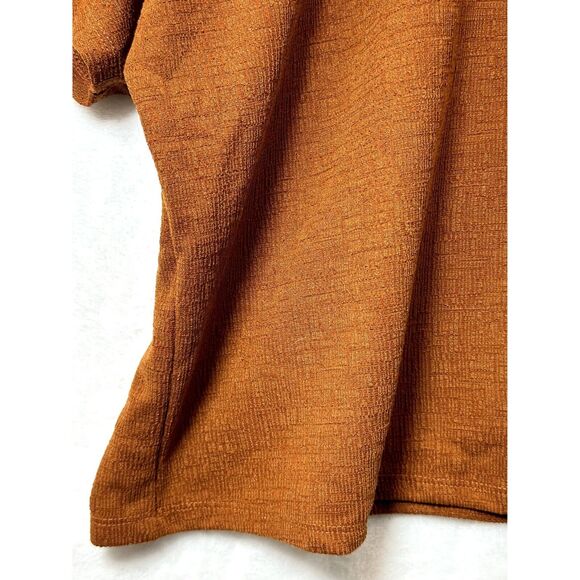 Eloquii Top Blouse Size 14 16 Round Neck Short Sleeve Shimmer Stretch Orange - Picture 5 of 8
